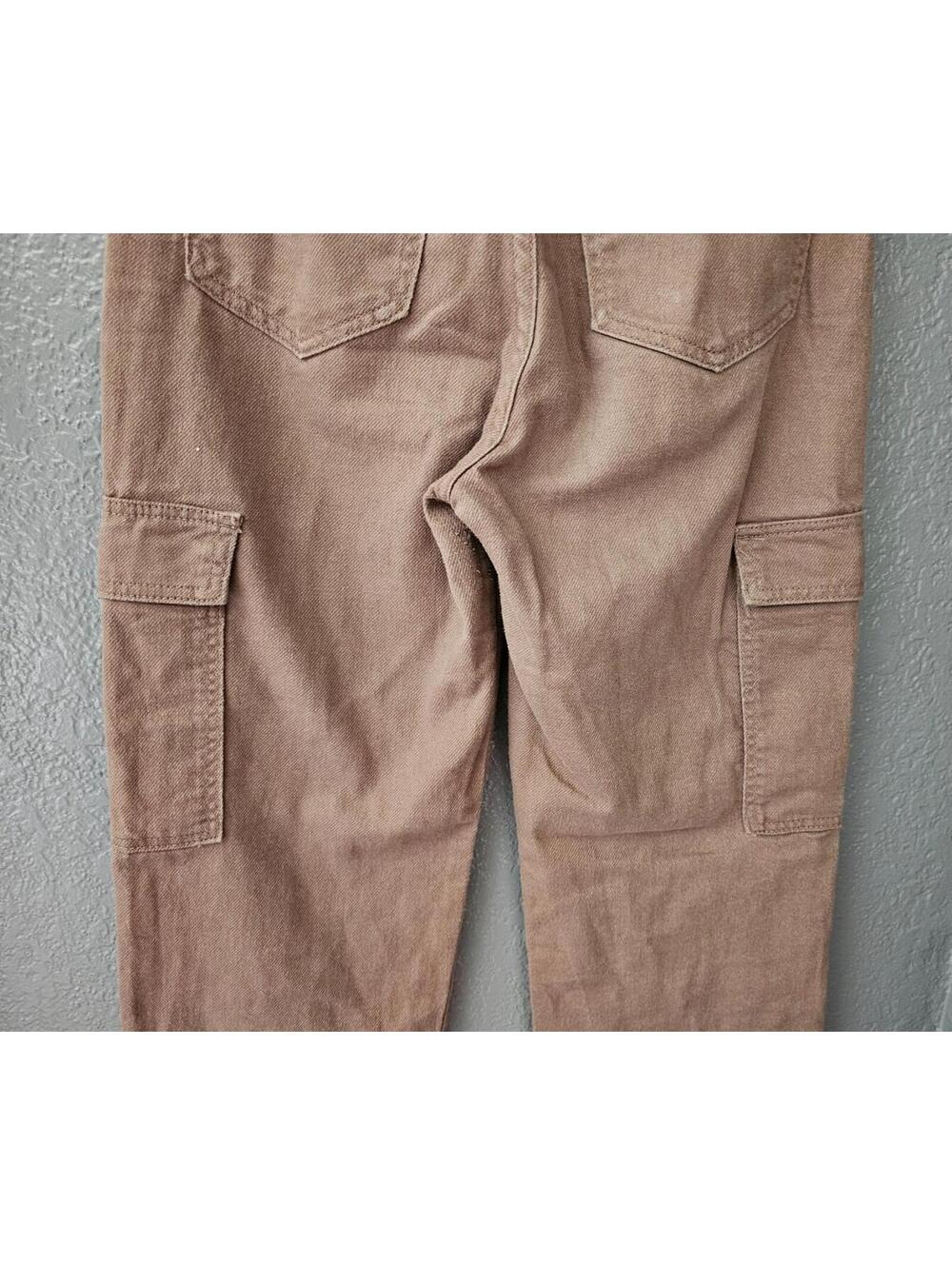 Women's S.O.N.G Cargo Denim Pants Brown Straight Leg Size 1 / 25 Pockets Zip Fly - Picture 14 of 15